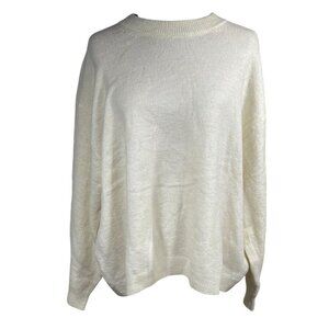 New H&M Crew Neck Sweater Women's Cream Long Sleeve Wool Blend Size XL